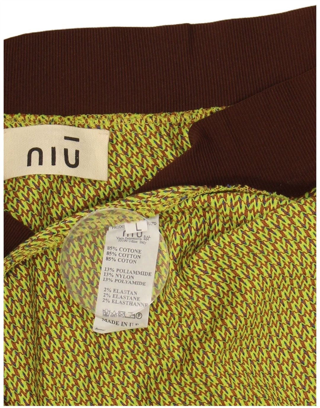 NIU Jupe trapèze pour femme Large W32 en coton pied-de-poule vert