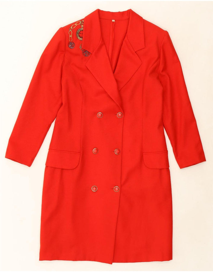VINTAGE Womens Longline Double Breasted Blazer Jacket IT 46 Large Red Vintage Vintage and Second-Hand Vintage from Messina Hembry 