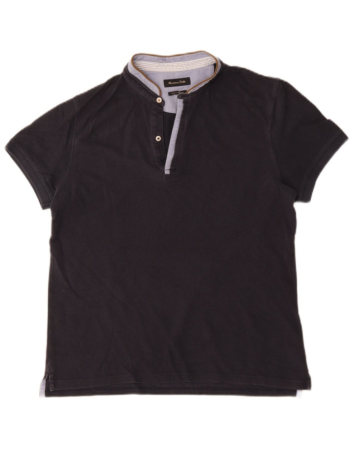 Massimo Dutti Polo Homme Bleu Marine Moyen Colorblock Coton