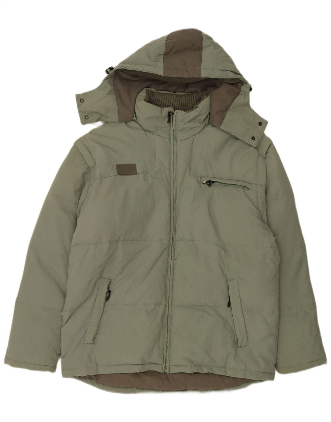 Fila Veste rembourrée à capuche pour homme UK 40 Large Vert Polyamide