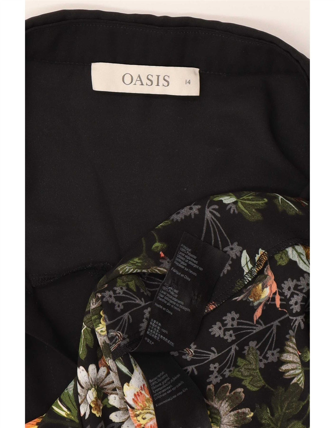 Oasis Chemisier militaire pour femme UK 44 Medium Noir Floral Polyester