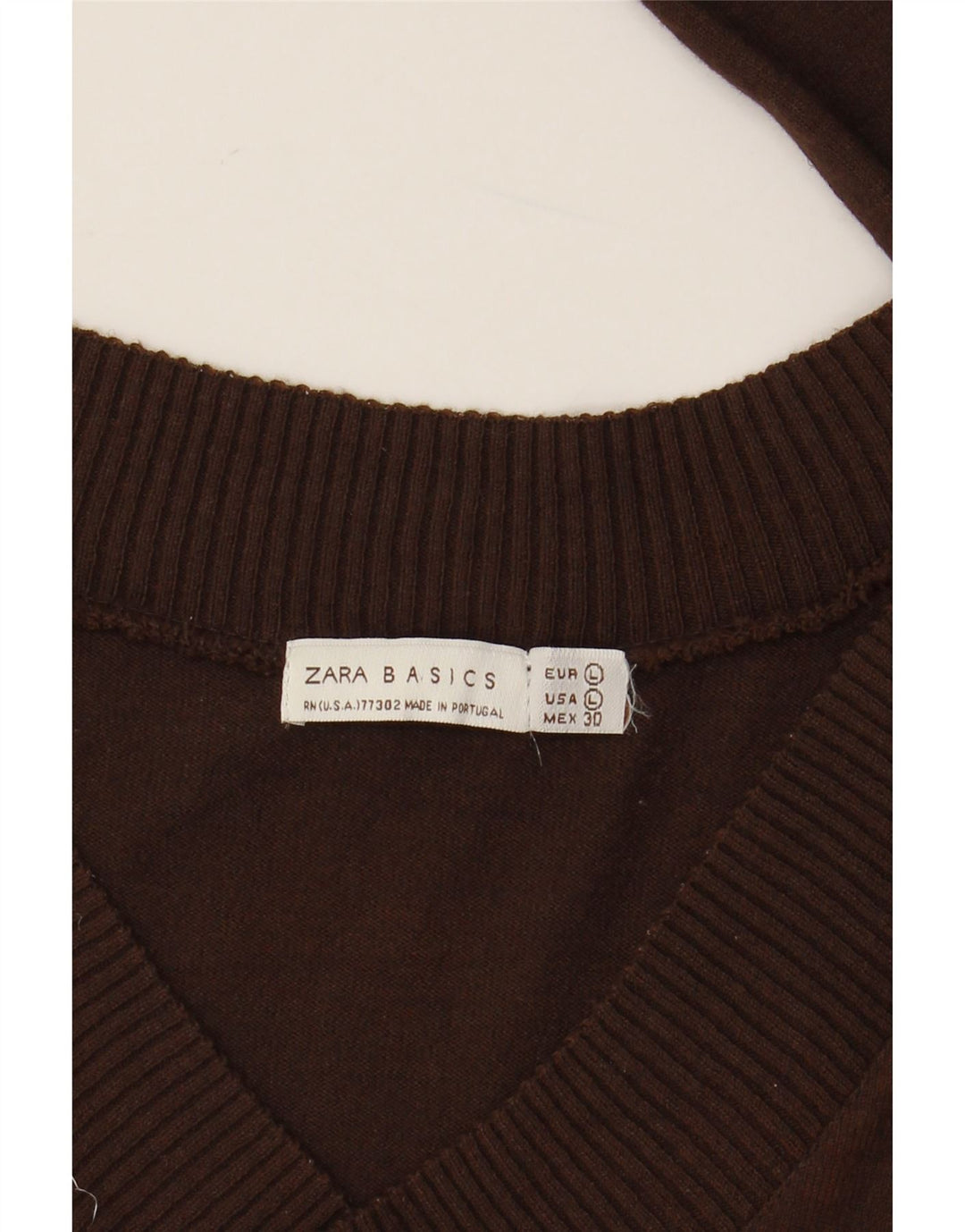 Zara Femme Top Manches Longues UK 14 Large Marron Viscose