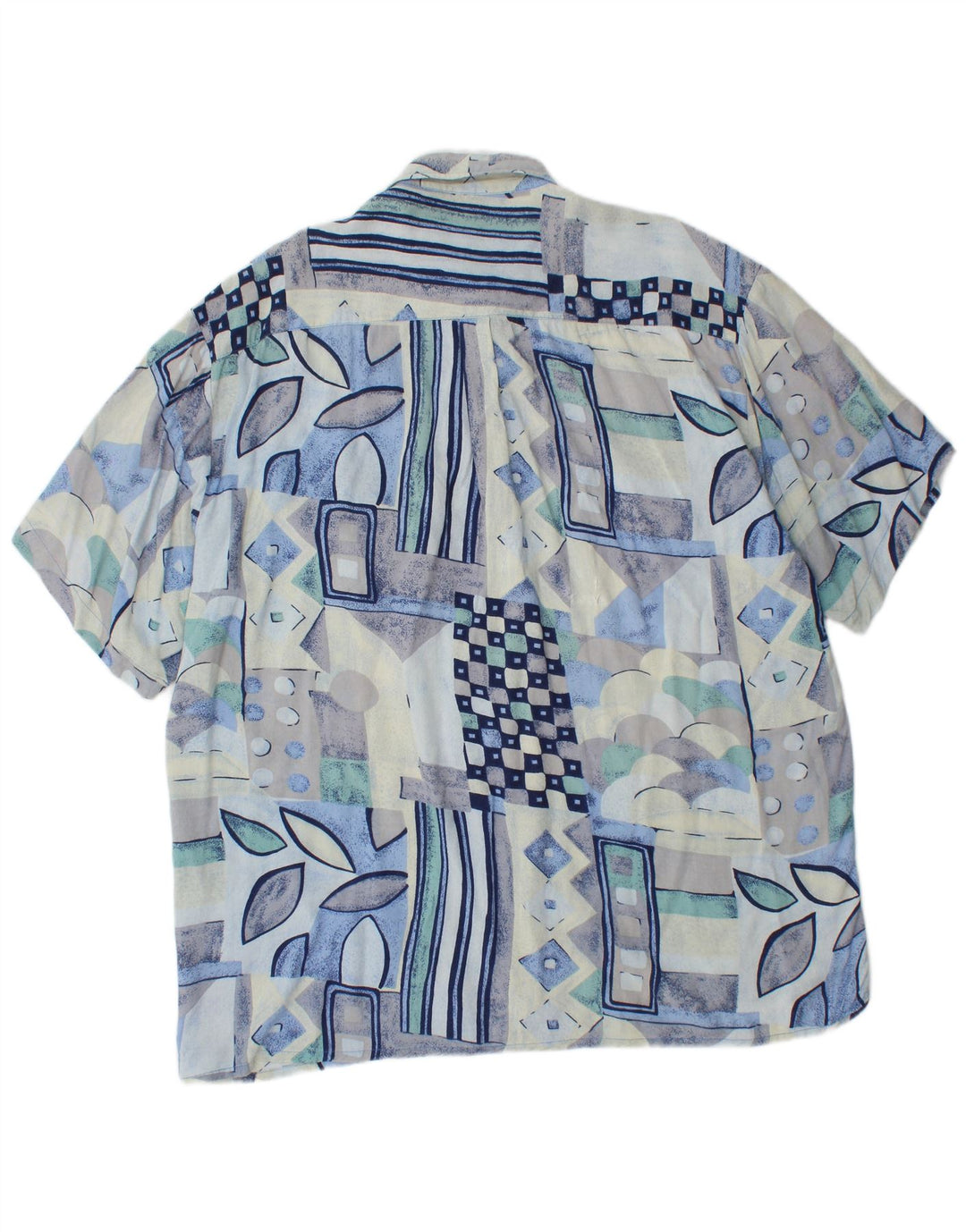 Chemise à manches courtes homme Boston grand bleu géométrique viscose