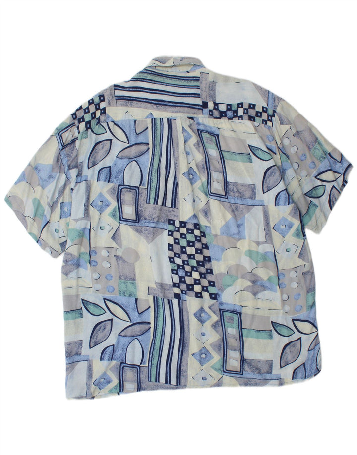 Chemise à manches courtes homme Boston grand bleu géométrique viscose