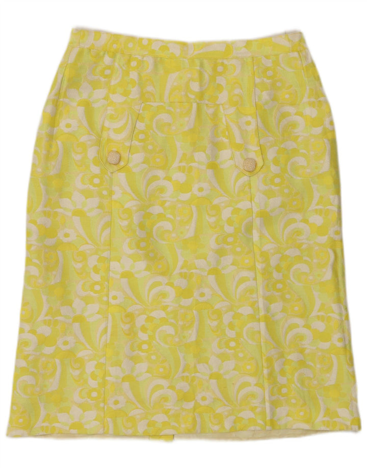 jupe droite femme vintage W30 Floral jaune moyen