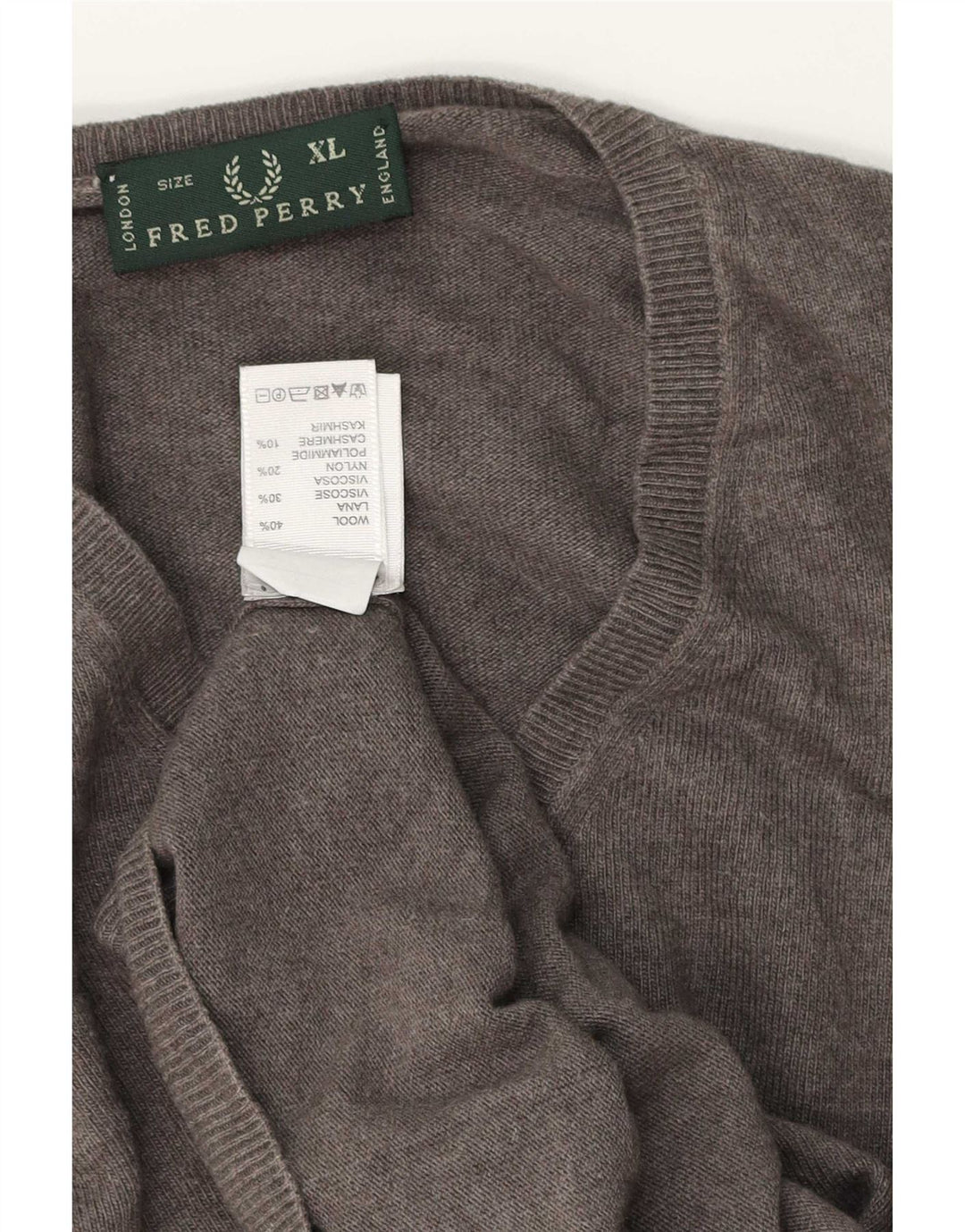 Fred Perry Pull col V homme XL laine gris