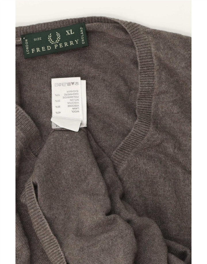 Fred Perry Pull col V homme XL laine gris