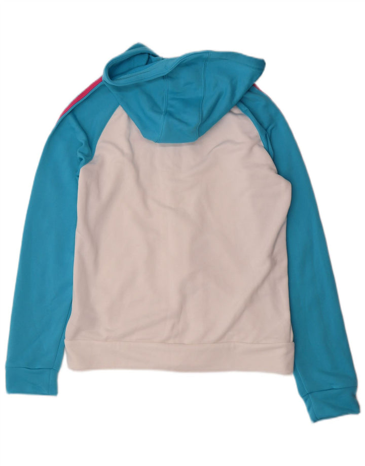 Adidas Pull à capuche zippé pour femme UK 14 Polyester color block blanc moyen