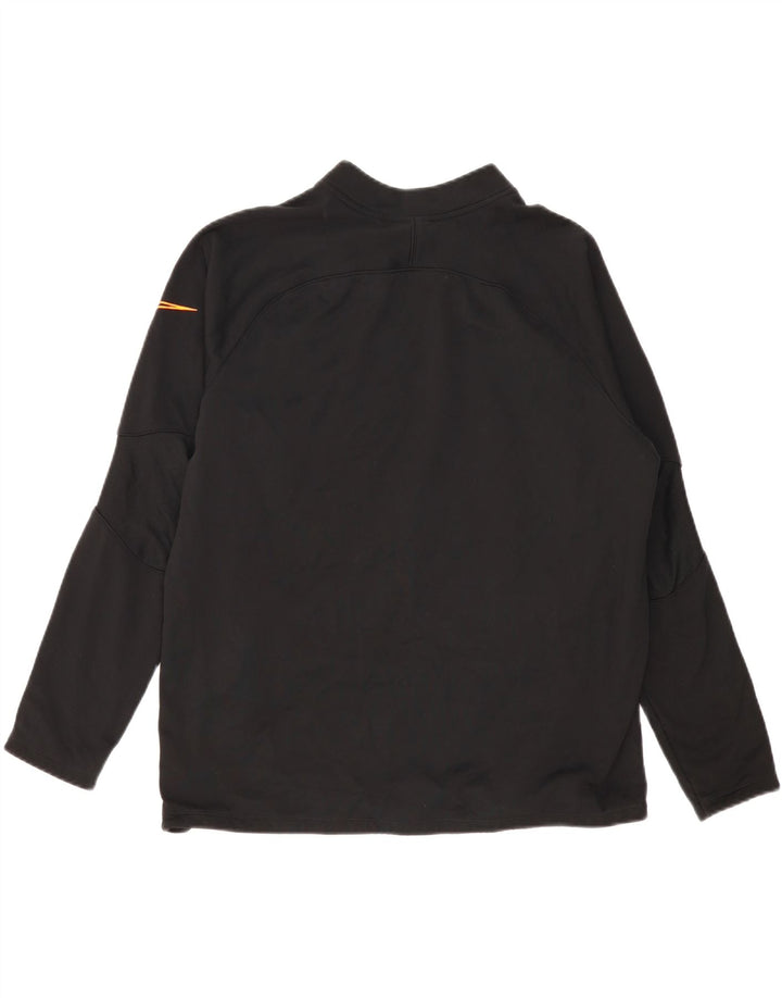 NIKE Homme Dri Fit Zip Neck Sweatshirt Jumper XL Noir Polyester