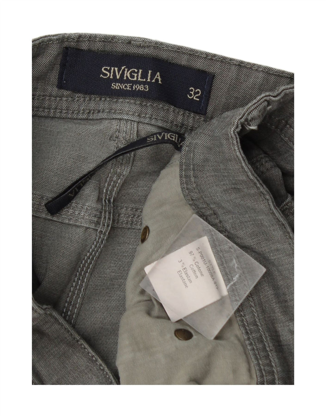 SIVIGLIA Short décontracté pour homme W32 en coton gris moyen