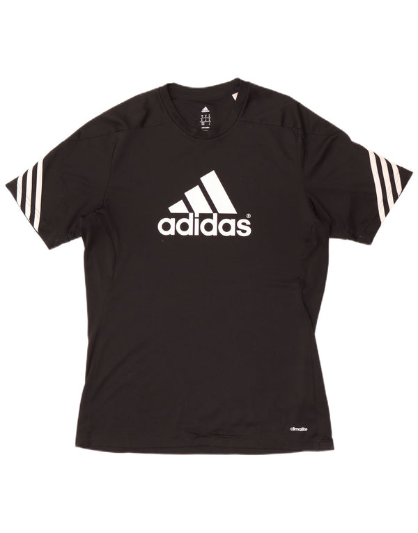 Adidas Hommes Climalite Graphic T-Shirt Top Noir Moyen