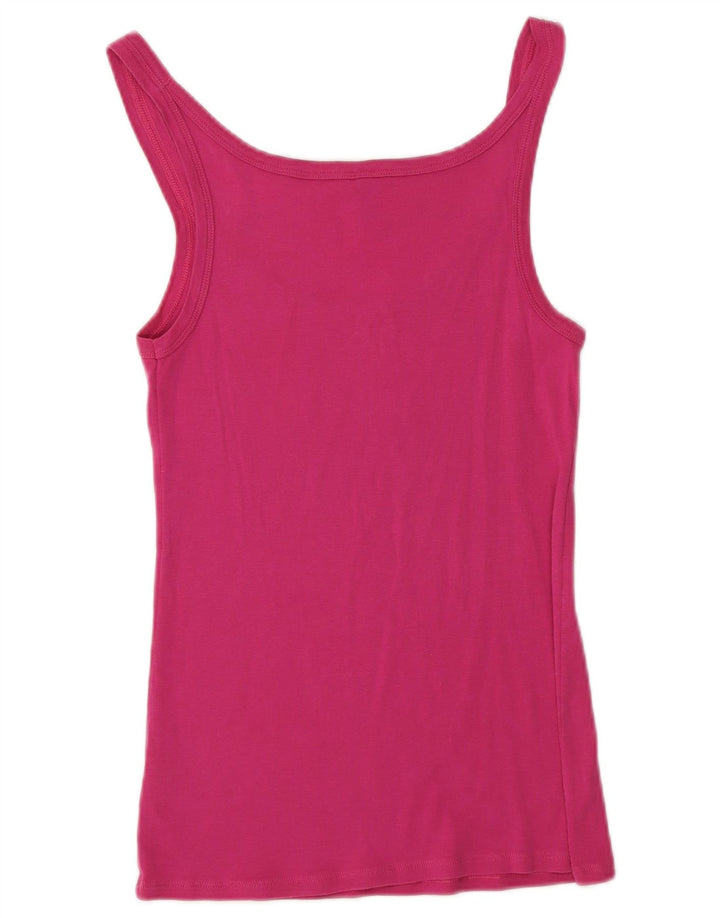 Benetton Débardeur Femme UK 14 Large Rose Coton
