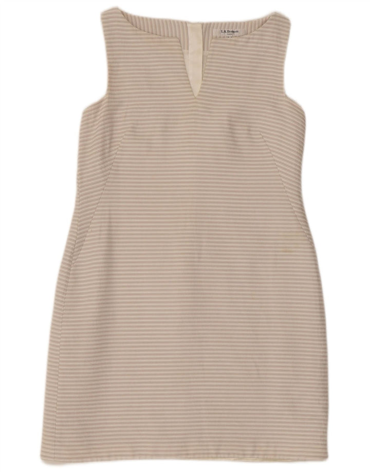 L.K. BENNETT Robe fourreau sans manches pour femme UK 12 Gris moyen rayé