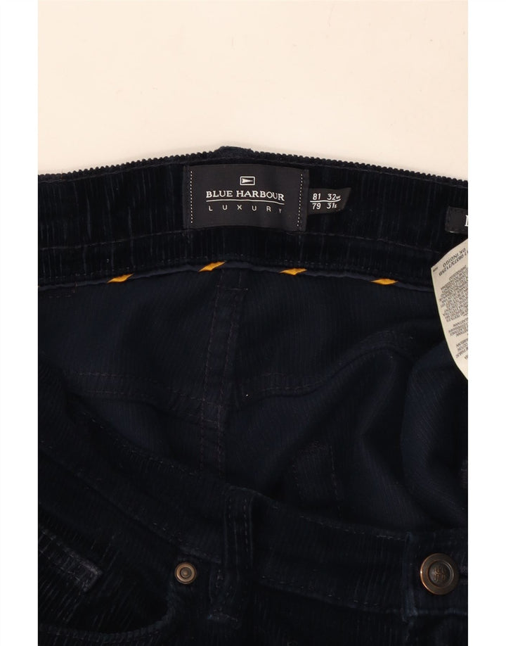 MARKS & SPENCER Pantalon droit en velours côtelé pour homme W32 L31 Bleu marine en coton