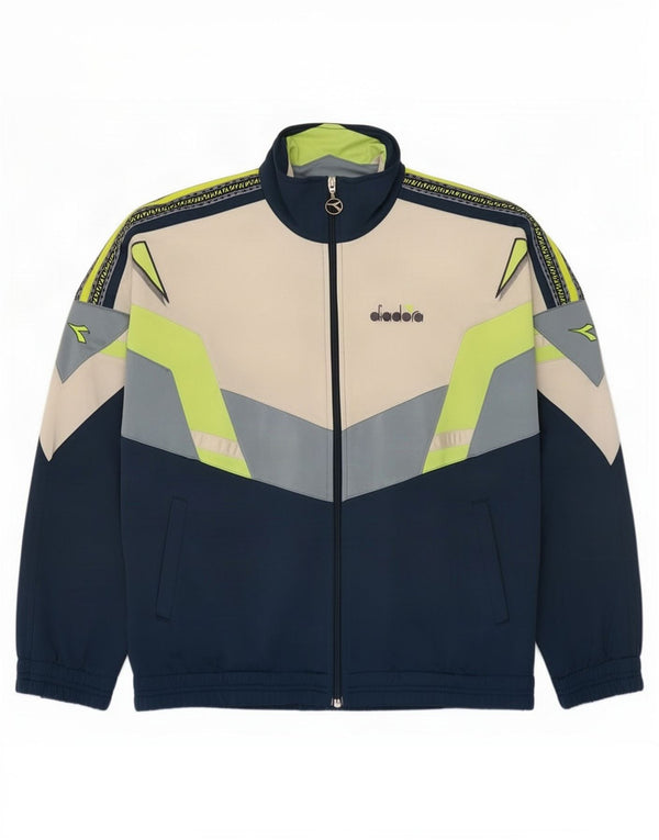 Diadora Veste de survêtement graphique pour homme UK 36 Small Bleu marine Colourblock
