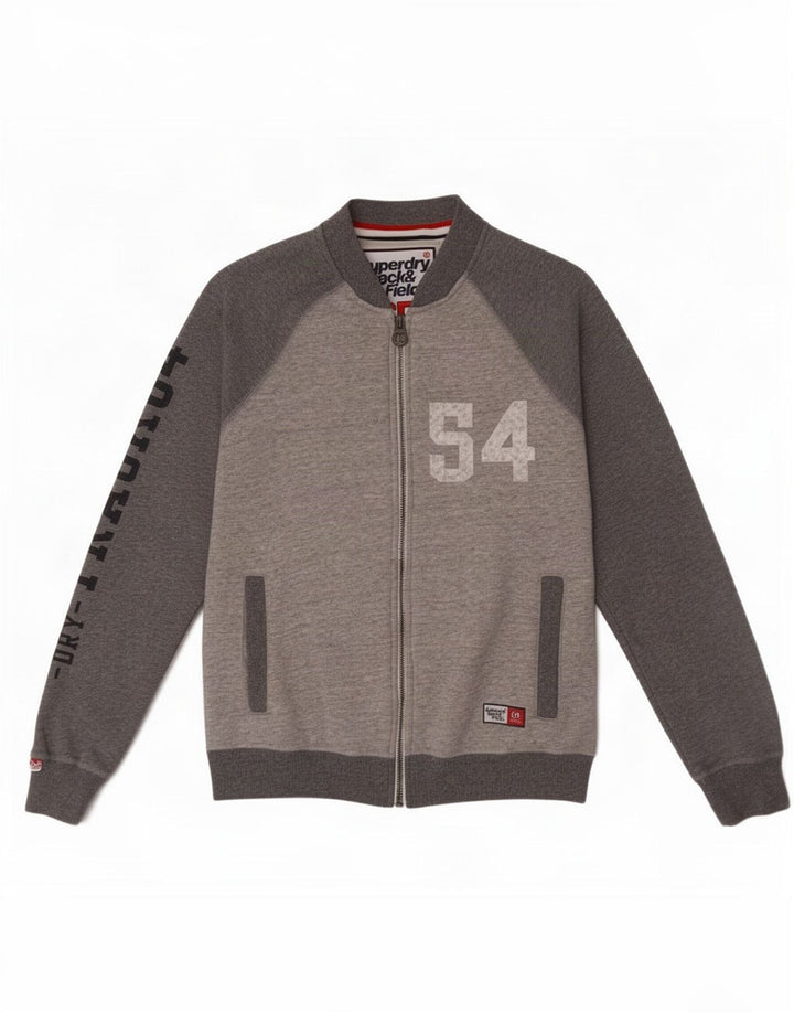 Superdry Veste de survêtement graphique pour hommes, grand, gris, coton color block