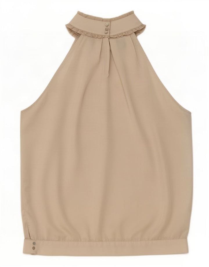 Zara Femme Haut Licou UK 44 Polyester Beige Moyen