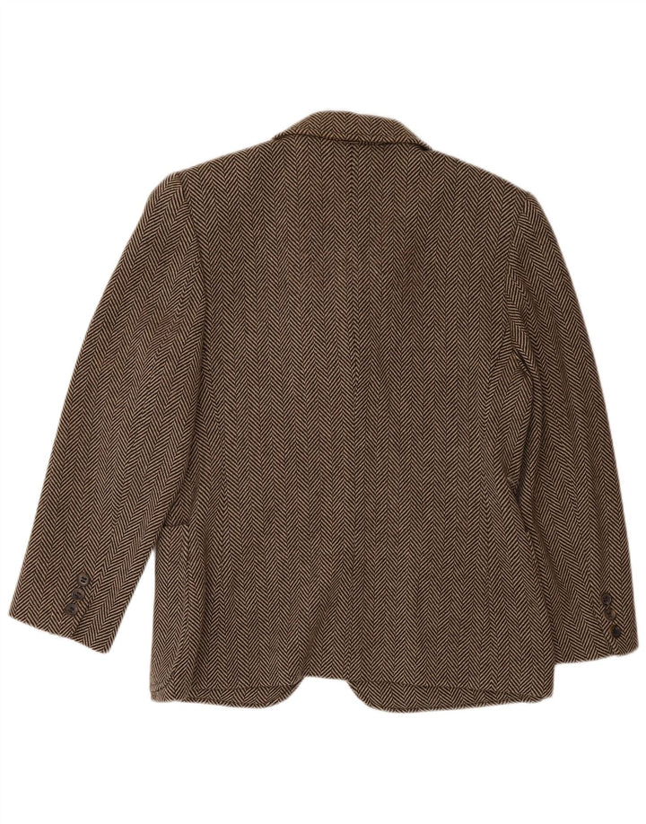 Piombo Veste Blazer 3 Boutons Femme IT 44 Laine à Chevrons Marron Moyen