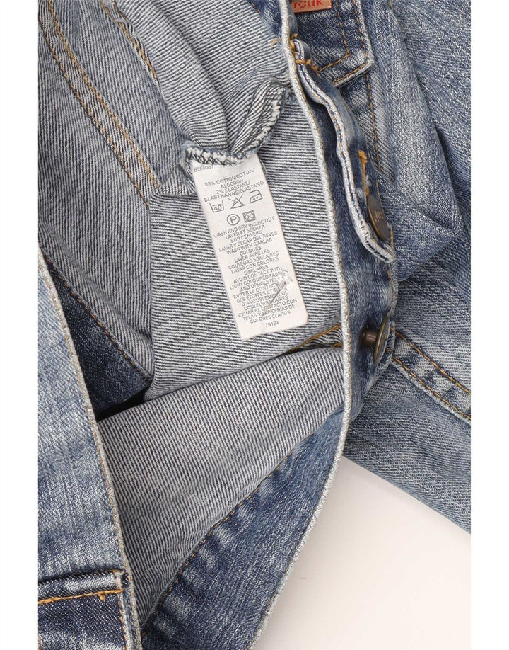 Fcuk Veste en jean coupe régulière pour femme UK 10 Petit coton bleu