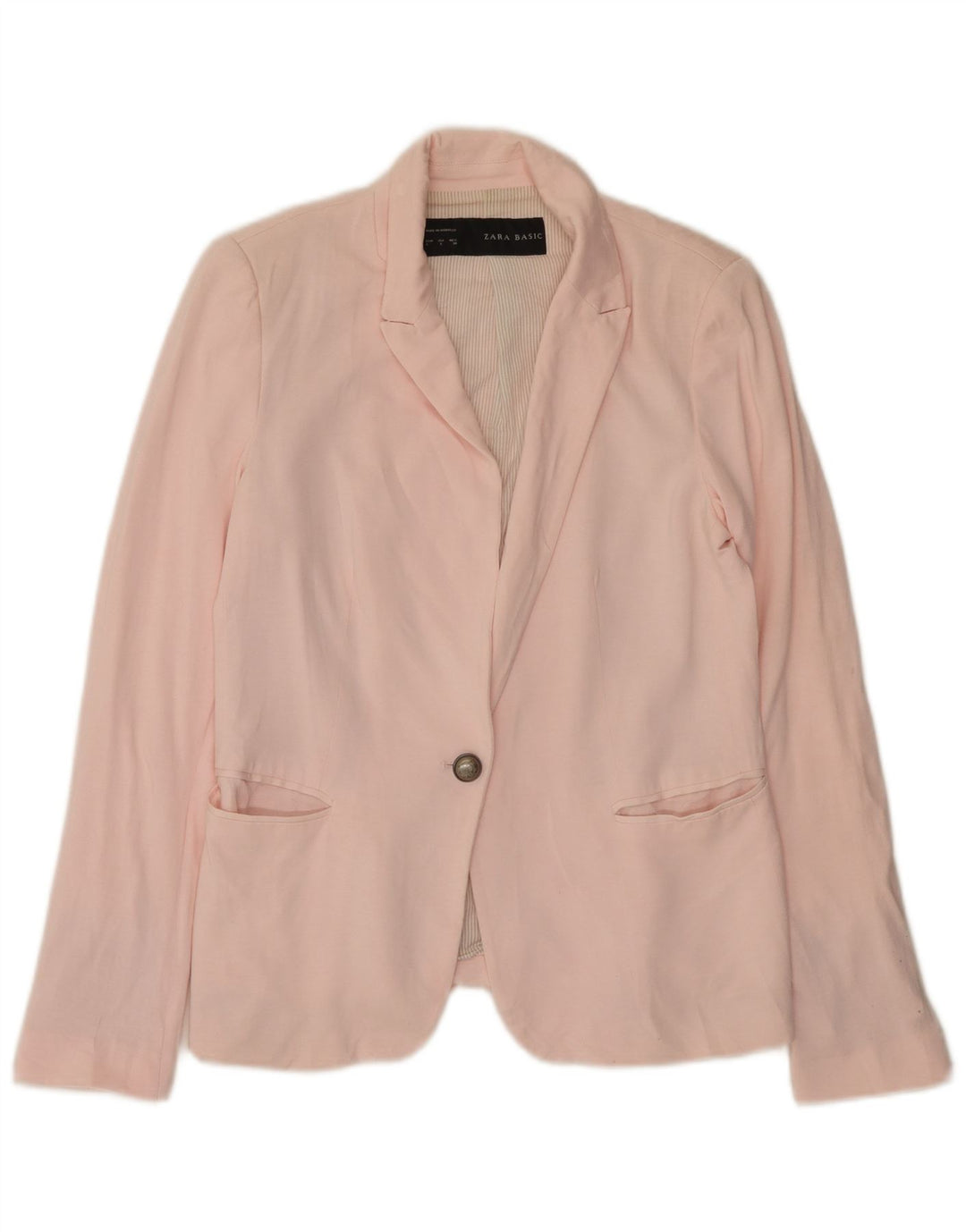 Zara Veste Blazer 1 Bouton Femme UK 14 Grande Viscose Rose