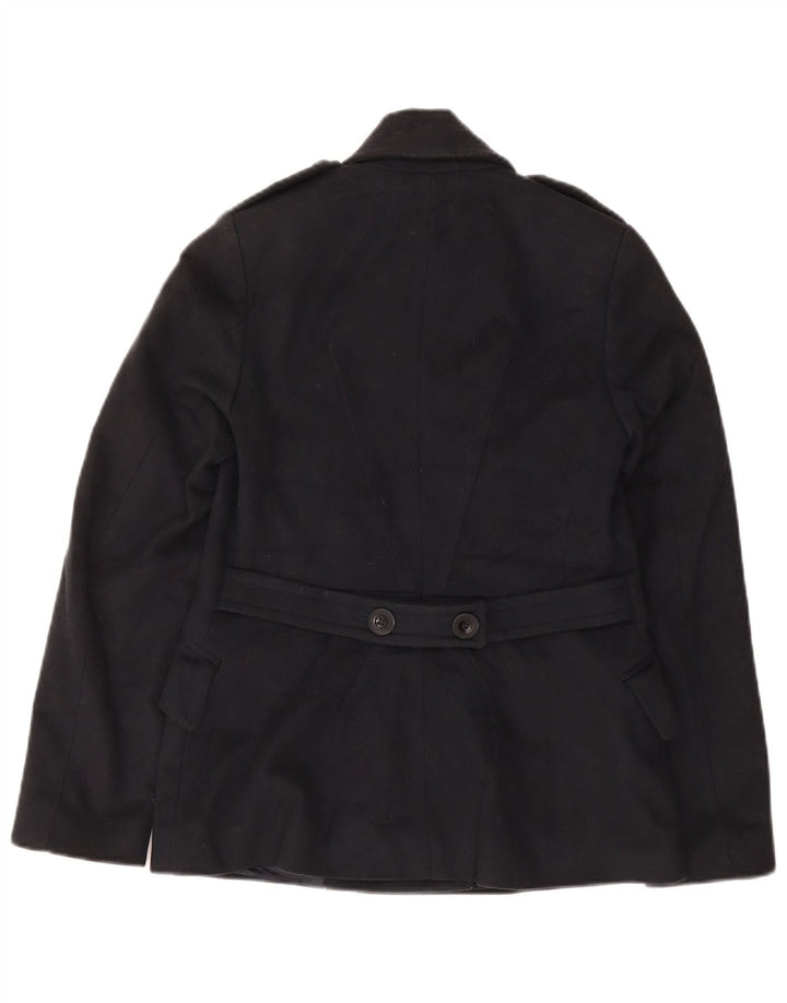 Reiss Femmes Caban Militaire UK 10 Petite Laine Bleu Marine