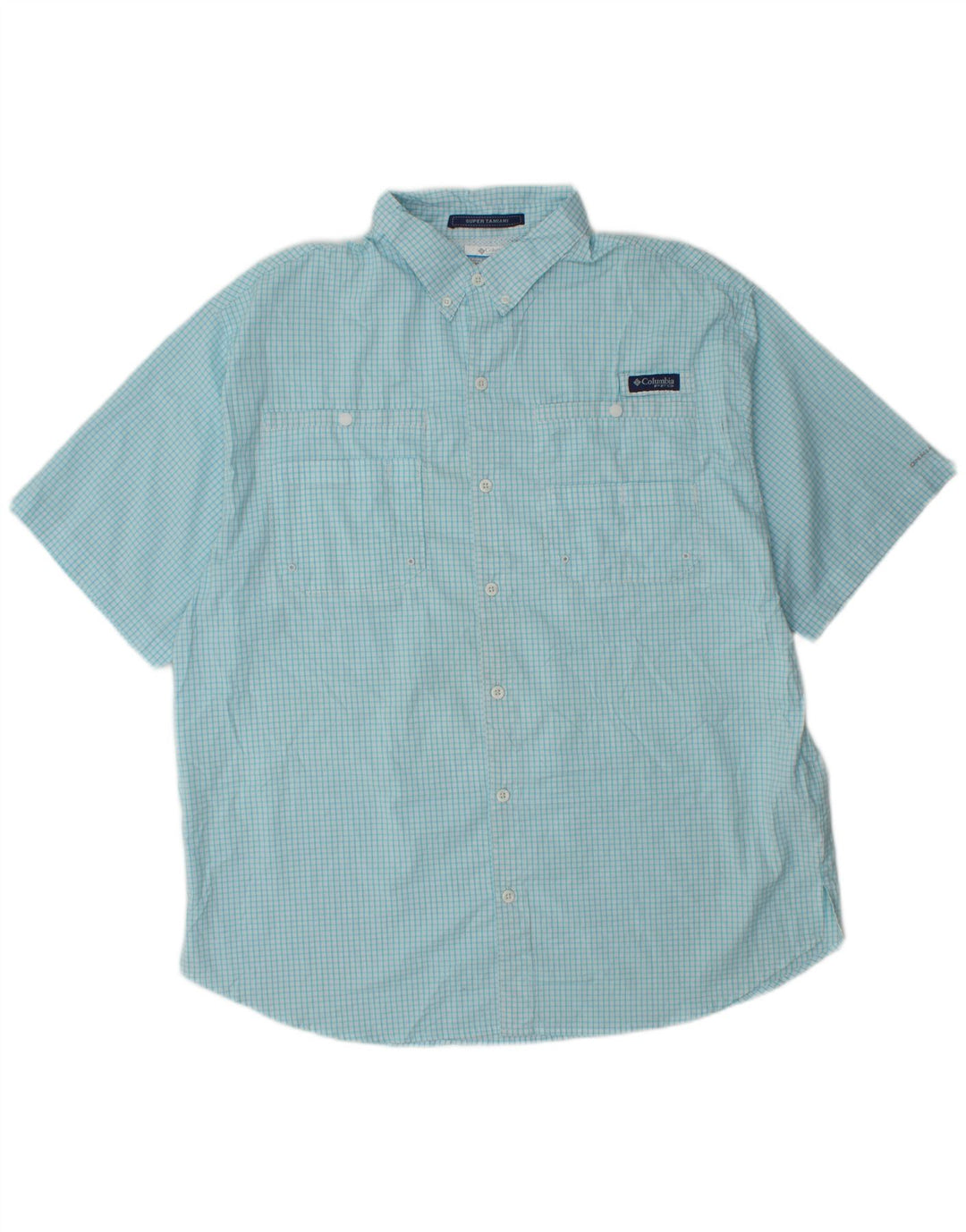 Columbia Chemise à Manches Courtes Homme XL Bleu Carreaux Polyester