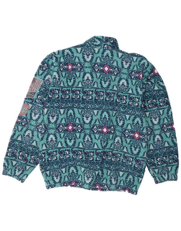 vintage Mens Fleece Jacket UK 40 Grand Bleu Géométrique