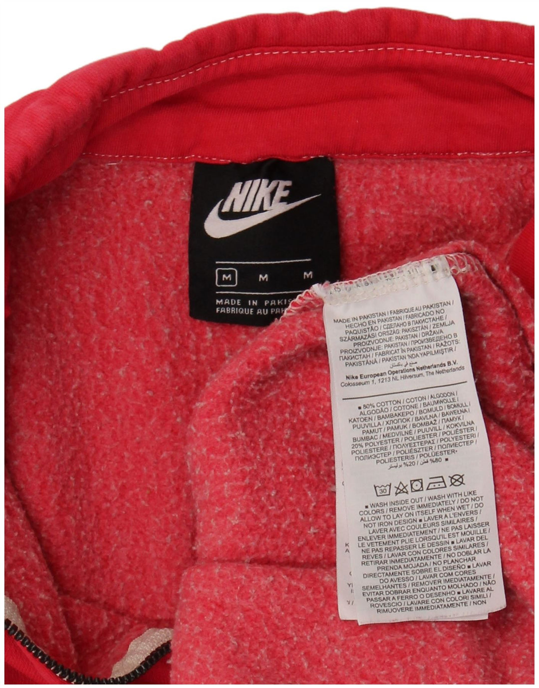 Nike Sweat-shirt surdimensionné à col zippé pour femme UK 14 Coton rose moyen