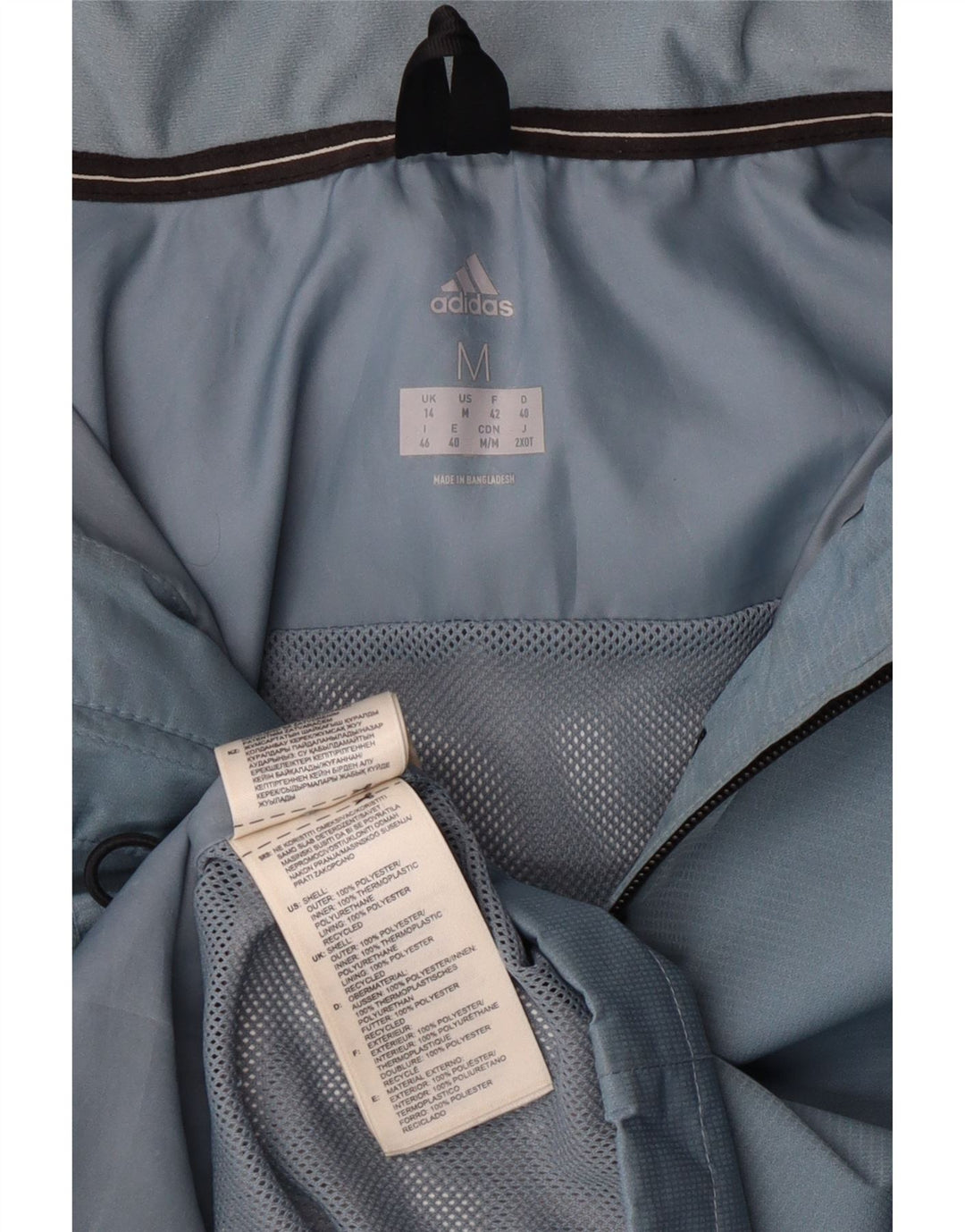 Adidas Veste de pluie à capuche pour femme UK 14 Bleu moyen Polyester
