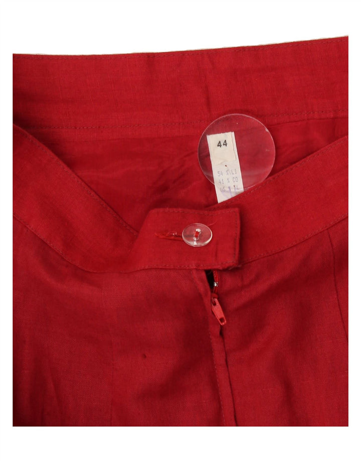 VINTAGE Womens Pencil Skirt IT 44 Medium W28 Red Linen Vintage Vintage and Second-Hand Vintage from Messina Hembry 