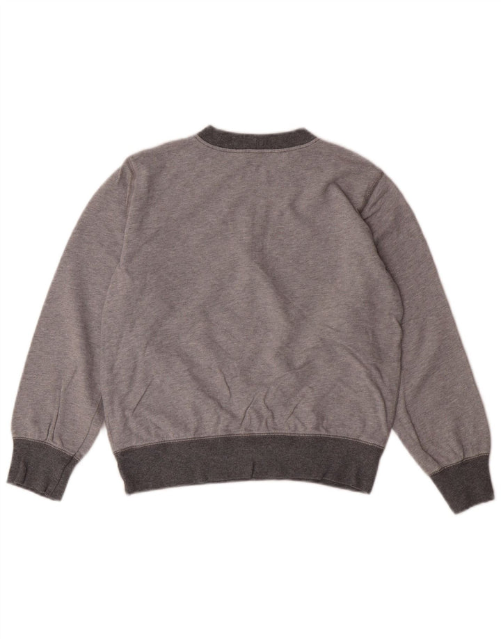BENETTON Boys Graphic Sweatshirt Jumper 8-9 Years Large Grey Colourblock