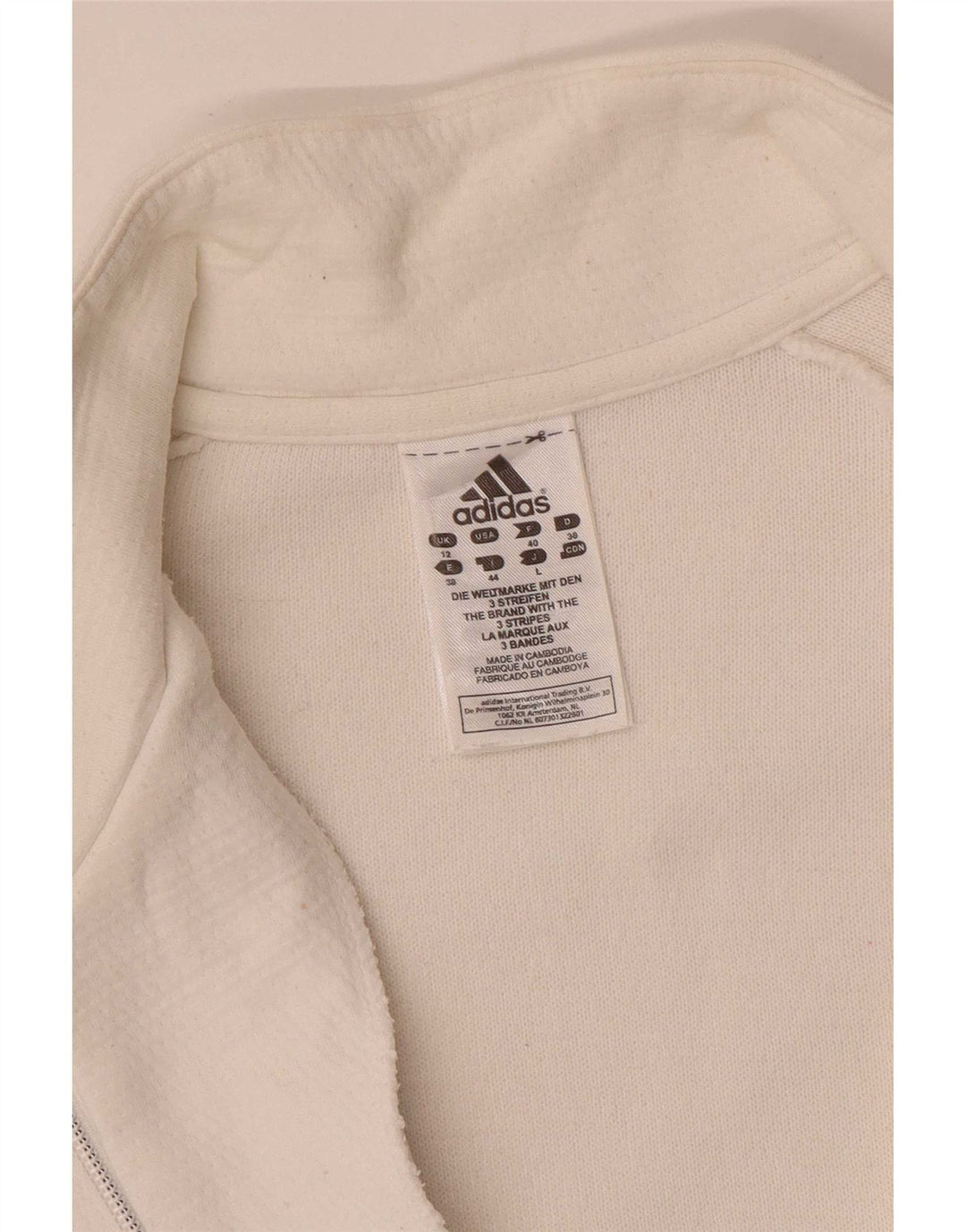 Adidas Veste de survêtement coupe régulière pour femme UK 12 Medium Blanc rayé