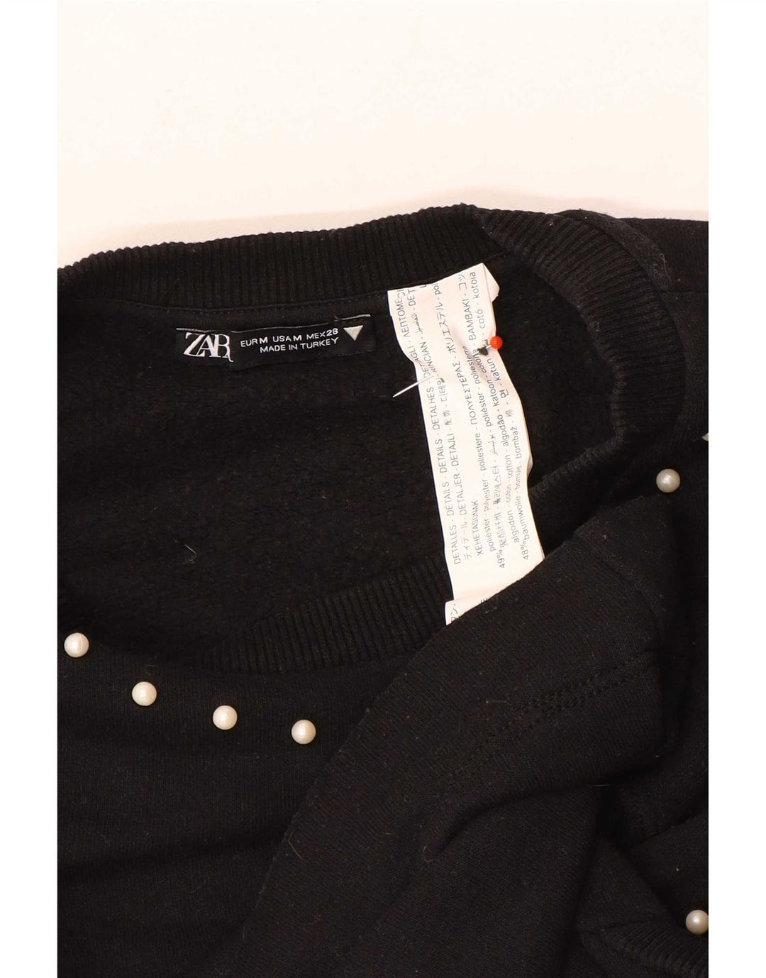 Zara Sweat-shirt pour femme UK 12 Medium Noir Polyester