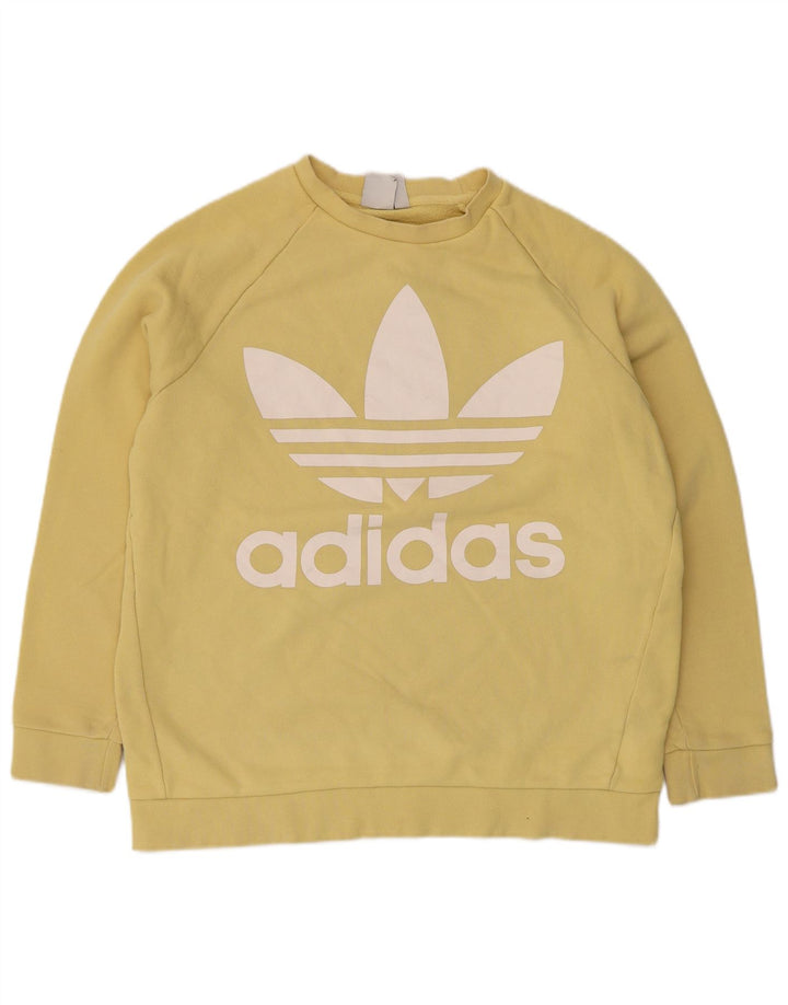 Adidas Sweat-shirt surdimensionné graphique pour homme UK 12 en coton jaune moyen