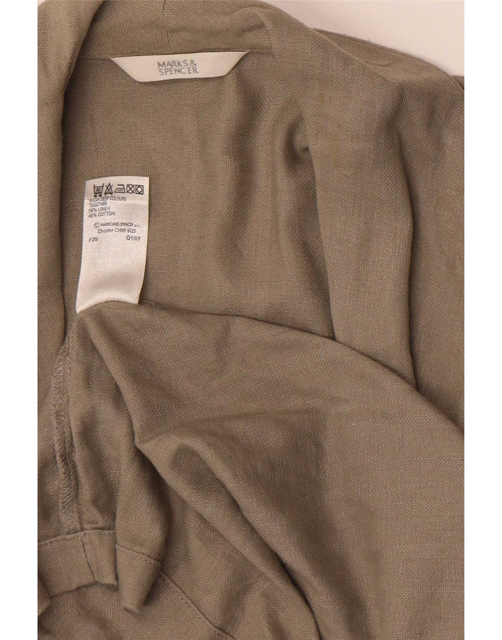 Marks & Spencer Manteau Robe Femme UK 14 Lin Gris Moyen