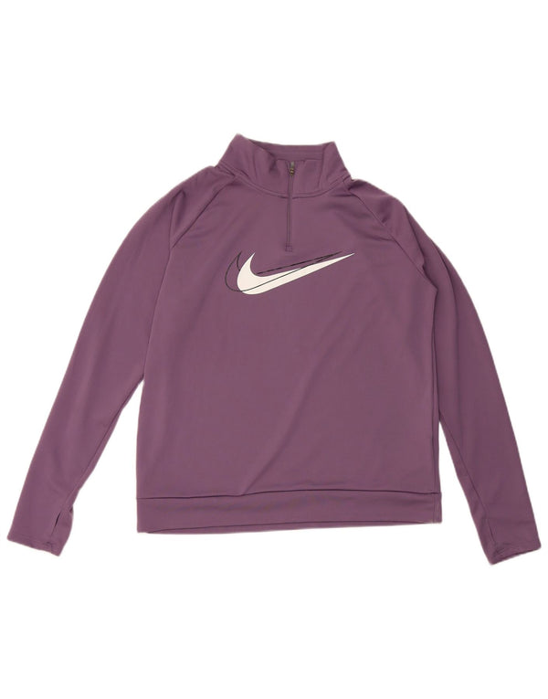 Haut de survêtement Nike Dri Fit Graphic pour femme, violet moyen, UK 14