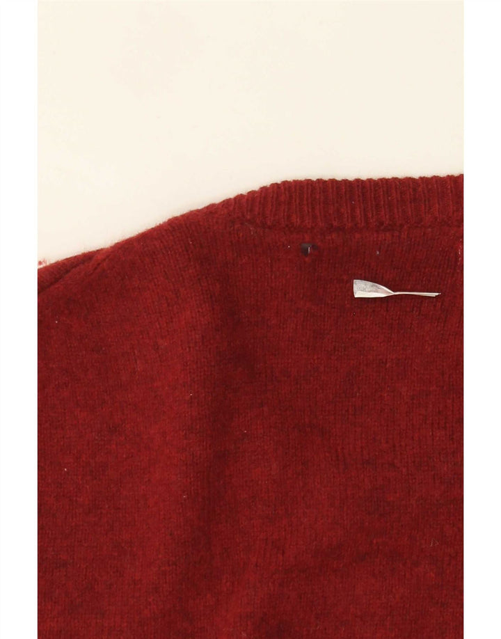 Marks & Spencer Pull à col rond pour homme en laine d'agneau bordeaux Taille L