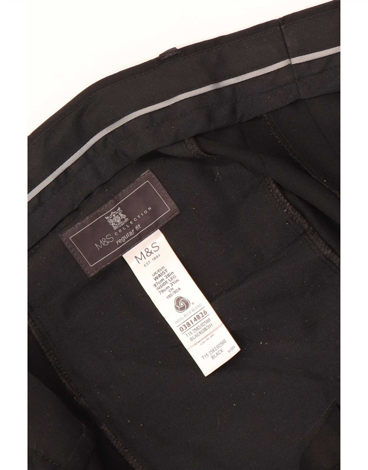 Marks & Spencer Pantalon de costume coupe classique pour homme W38 L31 Laine noire