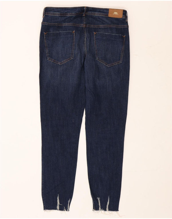 Zara Jean slim en détresse pour femme EU 42 Large W32 L28 Bleu marine Coton