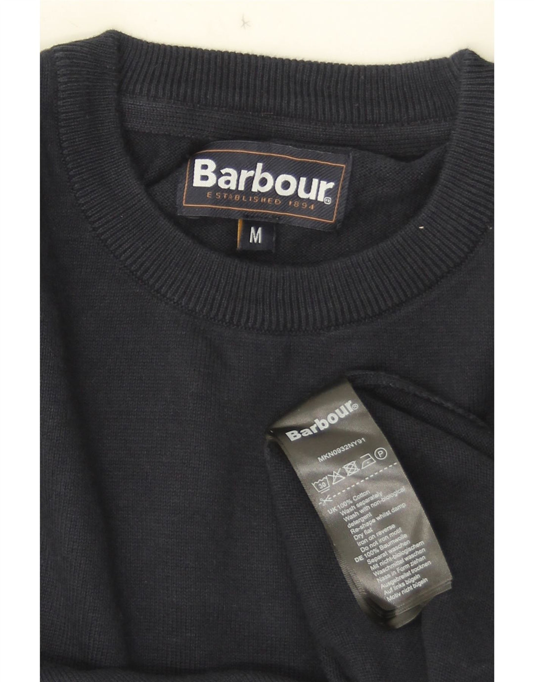 Barbour Pull ras du cou pour homme en coton bleu marine moyen