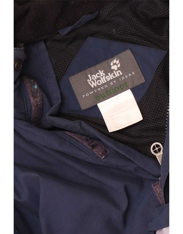 Jack Wolfskin Veste de pluie à capuche pour homme UK 38 Bleu marine moyen Colourblock