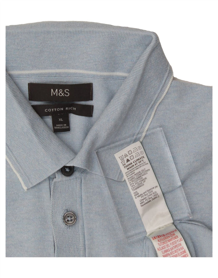 MARKS & SPENCER Mens Polo Shirt XL Blue Cotton Vintage Marks & Spencer and Second-Hand Marks & Spencer from Messina Hembry 
