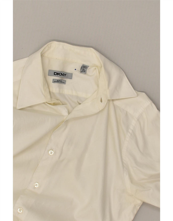 DKNY Mens Slim Fit Shirt Size 14 1/2 Small White Vintage Dkny and Second-Hand Dkny from Messina Hembry 