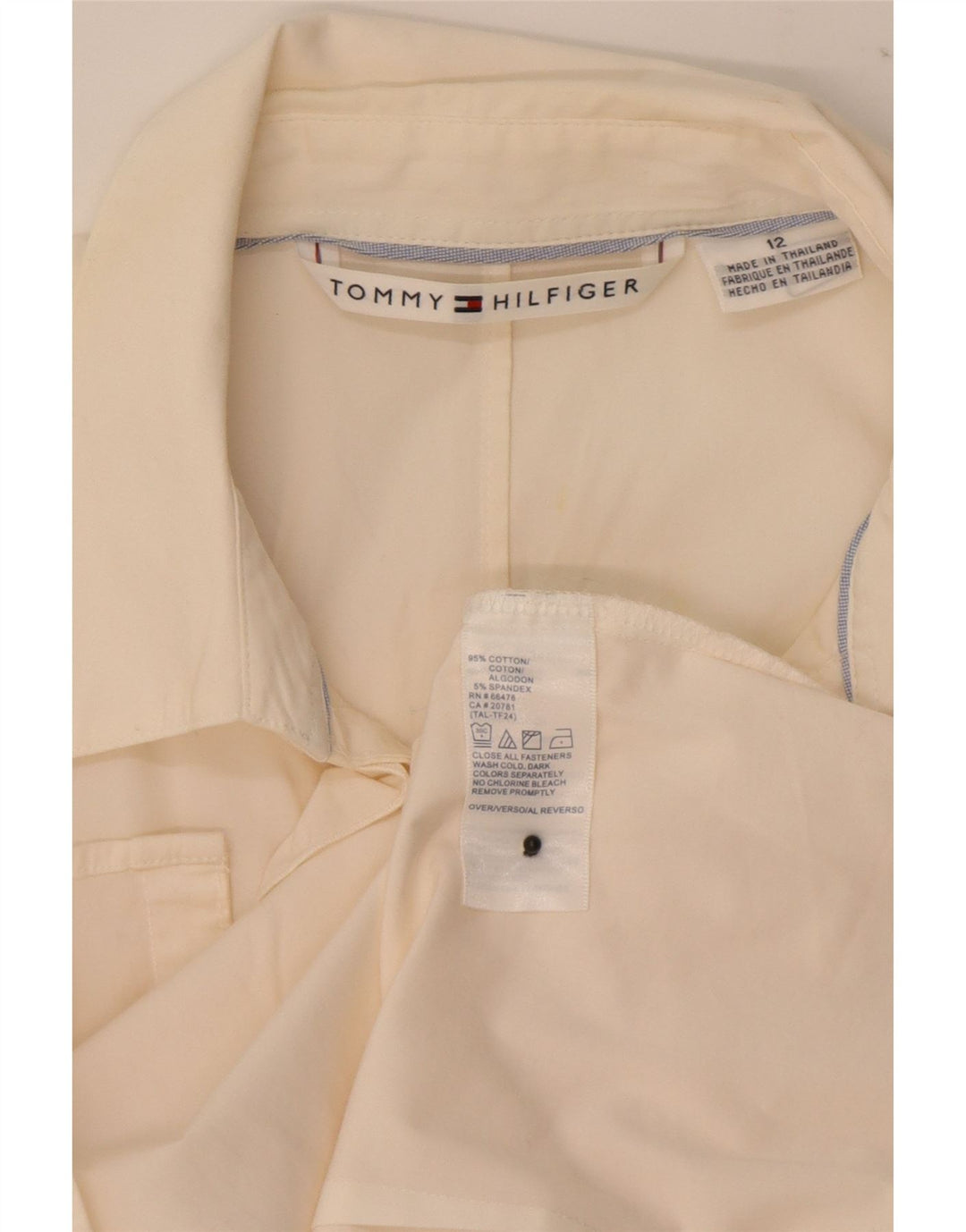 Tommy Hilfiger Chemise à volants sur le devant pour femme US 12 Grand coton blanc