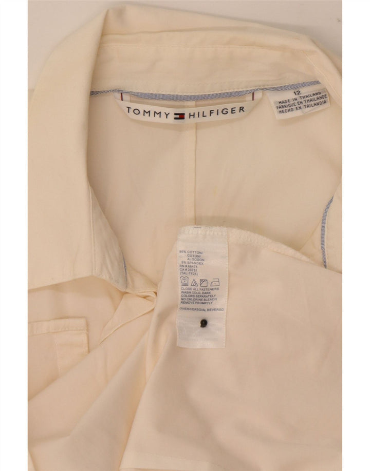 Tommy Hilfiger Chemise à volants sur le devant pour femme US 12 Grand coton blanc