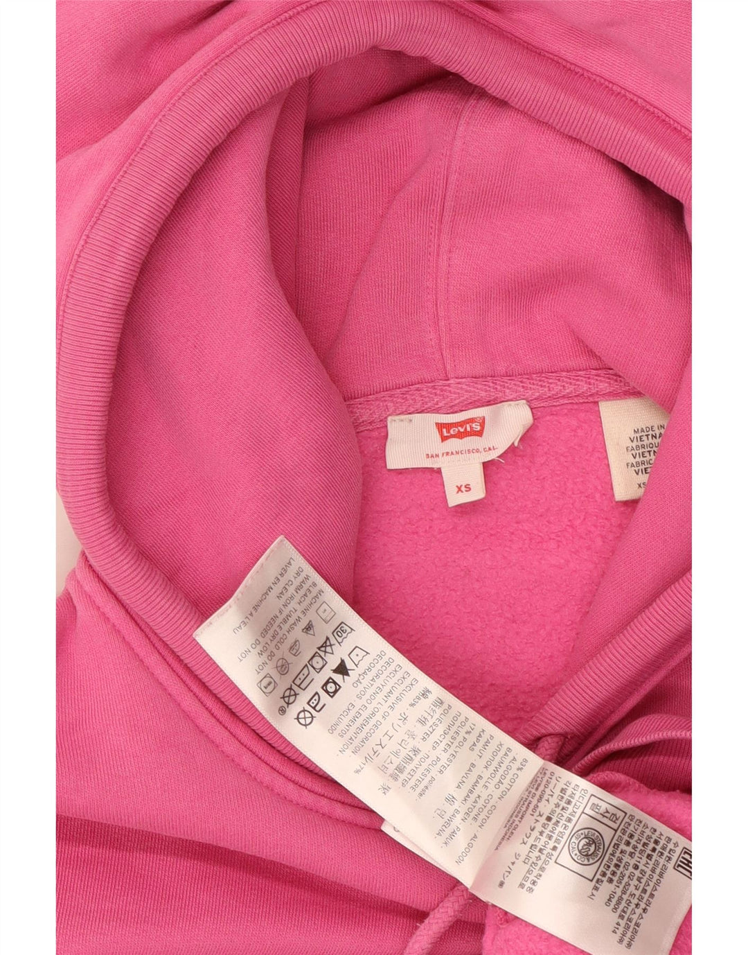 LEVI'S Pull à capuche surdimensionné pour femme UK 6 XS Rose Coton