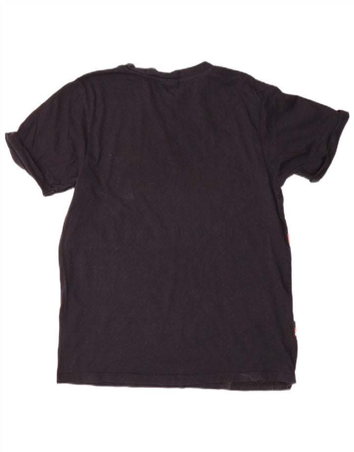 ELLESSE T-shirt graphique pour femme UK 10 Petit coton color block noir