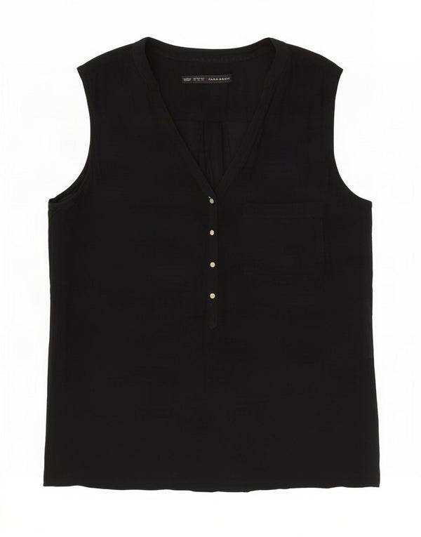 Zara Chemisier sans manches pour femme UK 44 Noir moyen