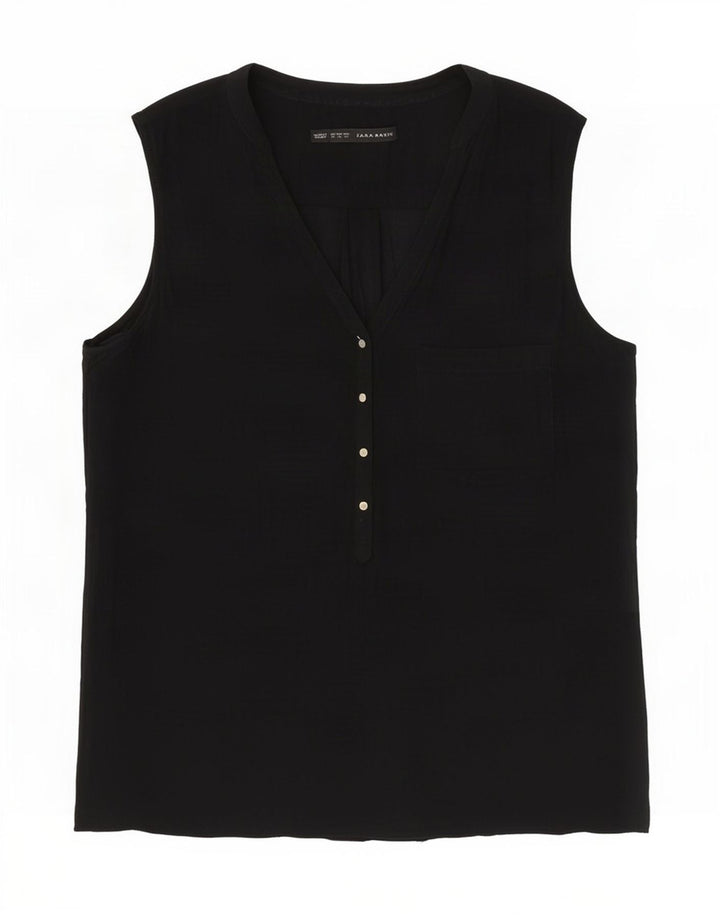 Zara Chemisier sans manches pour femme UK 44 Noir moyen