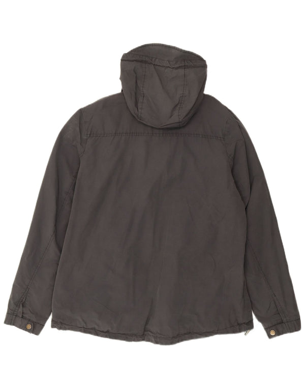 Fat Face Veste coupe-vent à capuche pour femme UK 16 Large Gris Coton